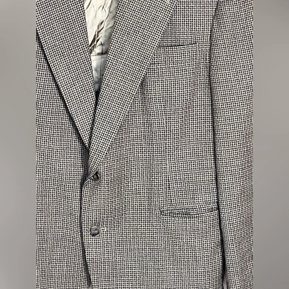 Haggar Vintage Men's Blazer Jacket Size 44L Brown Tweed Wool Blend Sport Coat